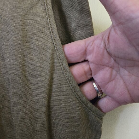 Ci Sono Olive Linen Blend Pull On Cropped Straight Leg Pants Size L - Picture 3 of 6